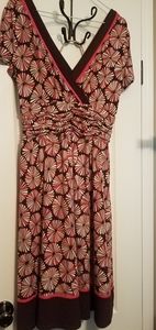 Midi check brown pink dress